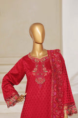 Sada Bahar Stitched 3 Piece Luxury Jacquard Suit-JC-6-Maroon