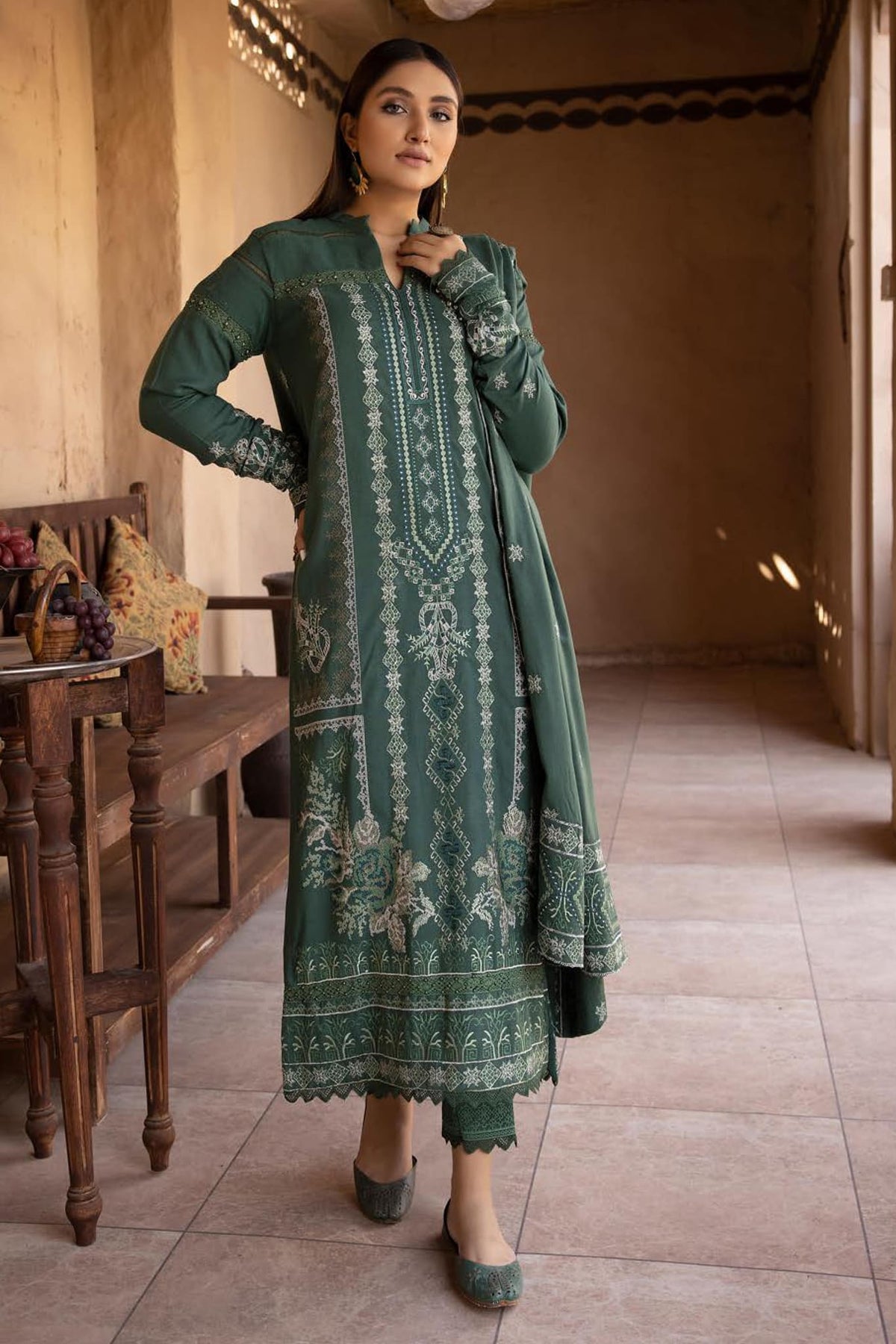 Palaash by Johra Unstitched 3 Piece Embroidered Leather Peach Collection'2022-JH-449