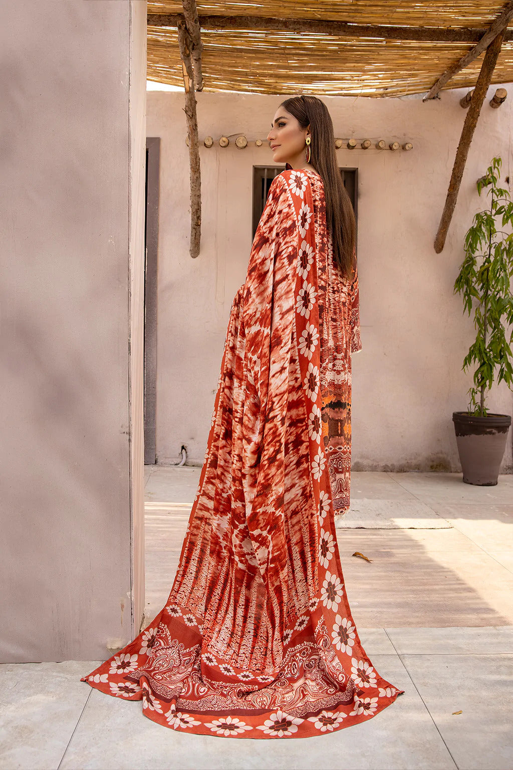 Desire by Johra Unstitched 3 Piece Digital Printed Leather Peach Collection'2022-JH-62