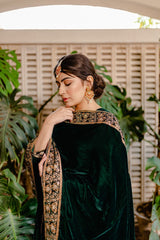Velvet By Mannat Clothing Stitched Collection-Green Embroidered Shawl