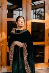 Velvet By Mannat Clothing Stitched Collection-Green Embroidered Shawl