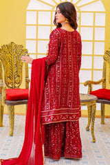 Eid E Milan By Al Siyaab Stitched 3 Piece Formals Suit-Janaan-Maroon