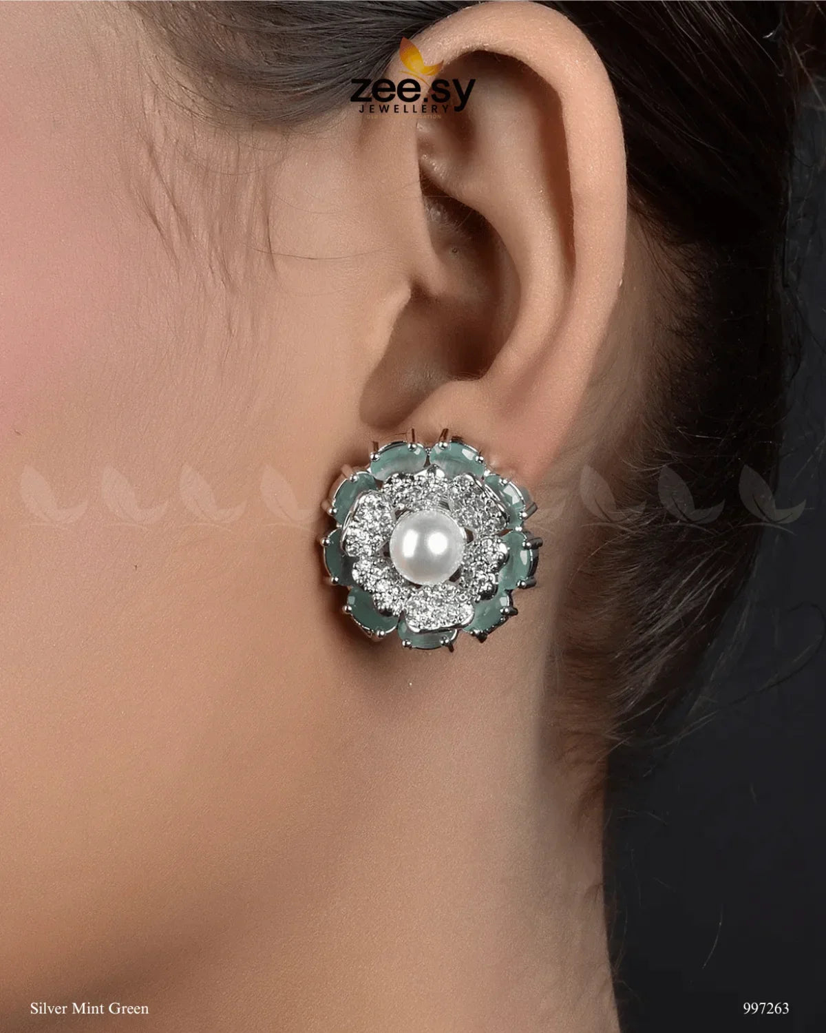 Juvela Earrings Silver Mint Green - Zeesy Jewellery