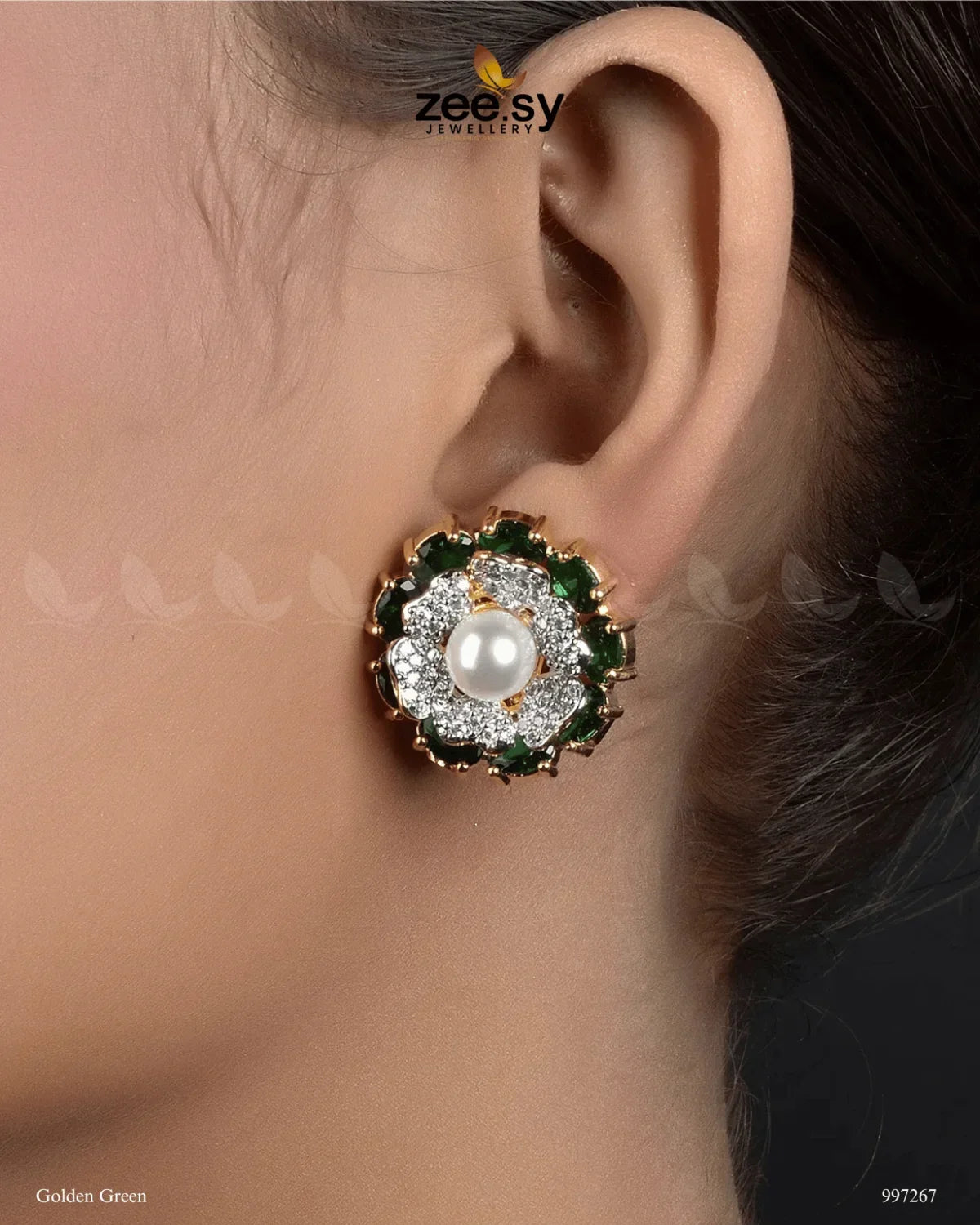 Juvela Earrings Golden Green - Zeesy Jewellery