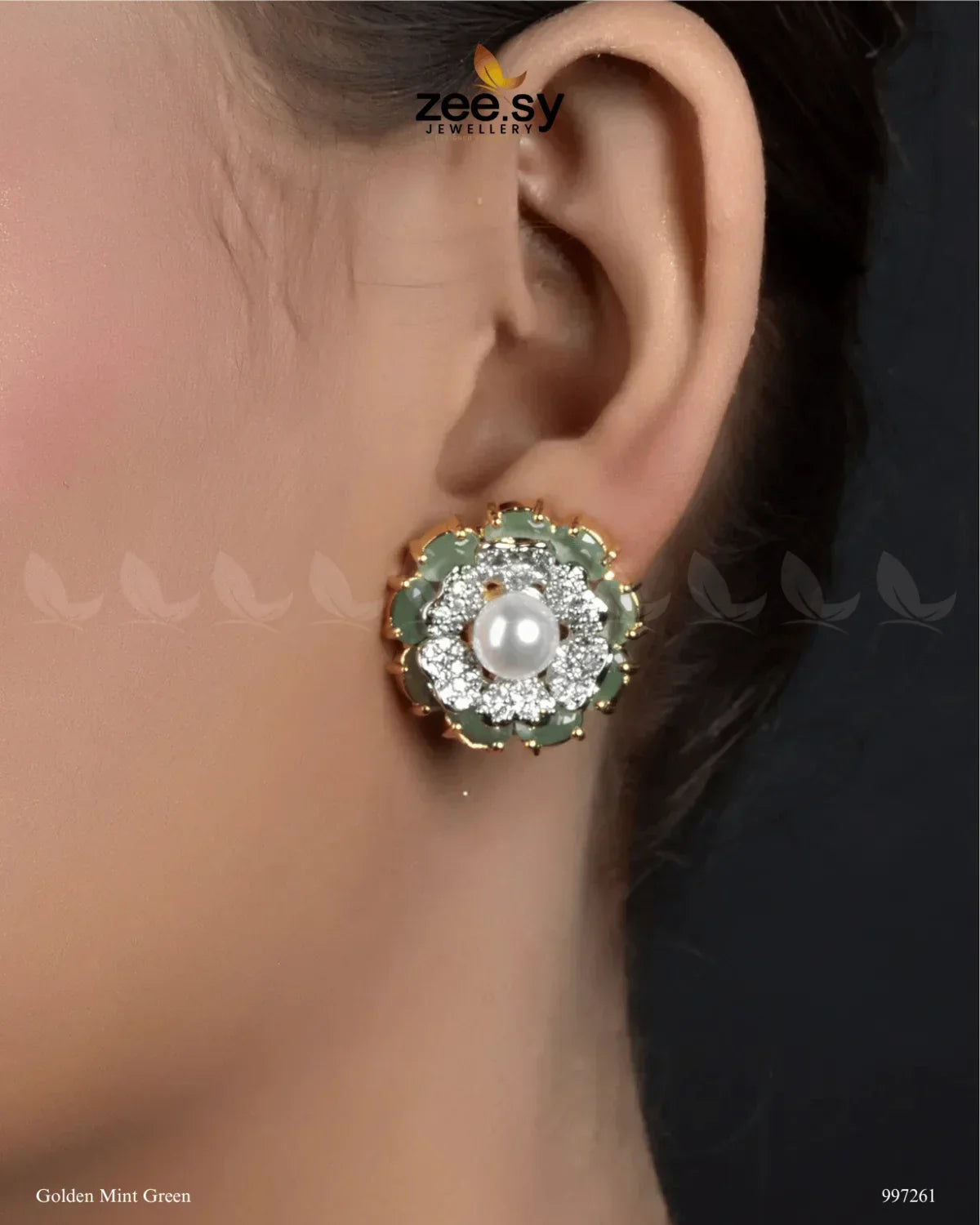 Juvela Earrings Golden Mint Green - Zeesy Jewellery