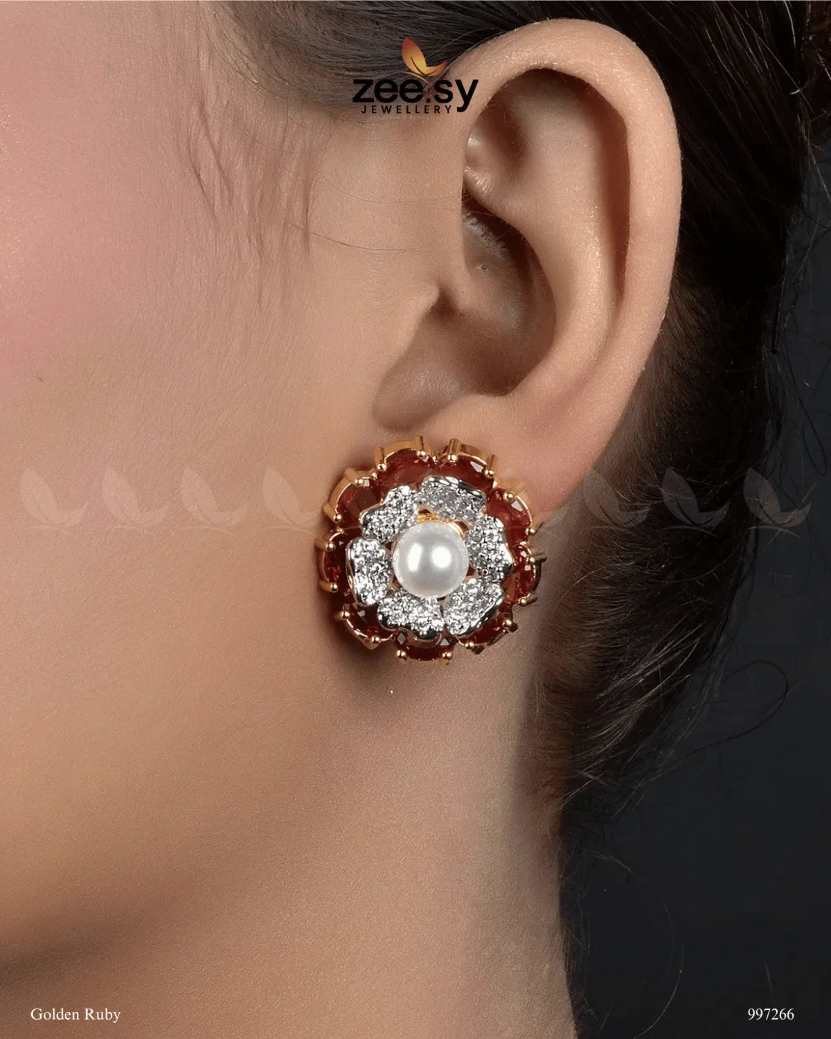 Juvela Earrings Golden Ruby - Zeesy Jewellery