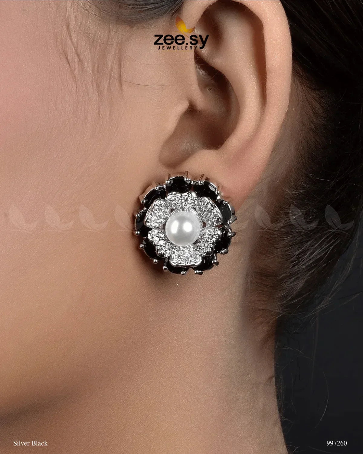 Juvela Earrings Silver Black - Zeesy Jewellery