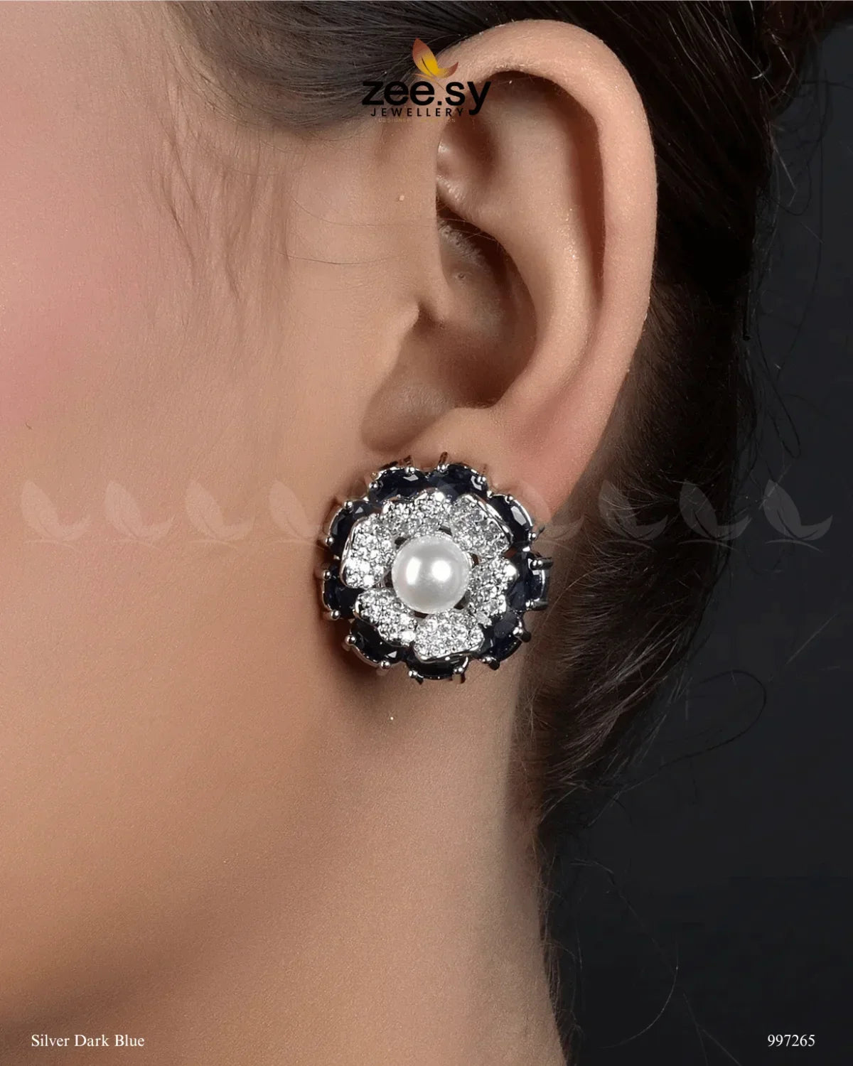 Juvela Earrings Silver Dark Blue - Zeesy Jewellery