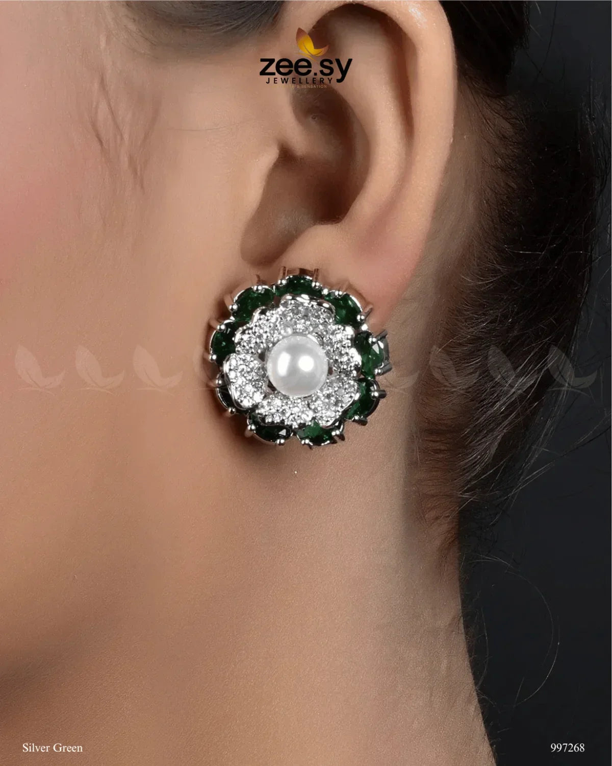 Juvela Earrings Silver Green - Zeesy Jewellery