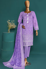 HZ Stitched 3 Piece Emb Chikankari Khaddar Suit-KE-920