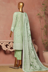 Hz Stitched 3 Piece Emb Chikankari Khaddar Vol-02 Suit-KE-921-Green