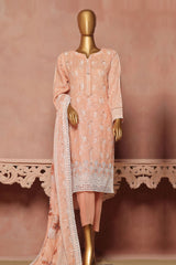 Hz Stitched 3 Piece Emb Chikankari Khaddar Vol-02 Suit-KE-922-Peach