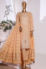 HZ Unstitched 3 Piece Emb Khaddar With Shawl Suit-KES-66