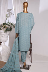 HZ Unstitched 3 Piece Emb Khaddar With Shawl Suit-KES-69
