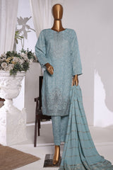 HZ Unstitched 3 Piece Emb Khaddar With Shawl Suit-KES-69