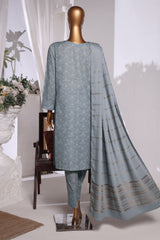HZ Unstitched 3 Piece Emb Khaddar With Shawl Suit-KES-70