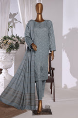 HZ Unstitched 3 Piece Emb Khaddar With Shawl Suit-KES-70