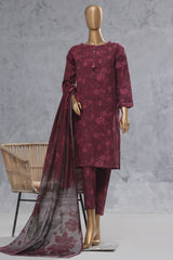 Wintry Prints by Hz Stitched 3 Piece Khaddar Vol-03 Suit-KPC-114