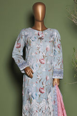 HZ Stitched 3 Piece Emb Printkari Khaddar Suit-KPS-2542-Blue