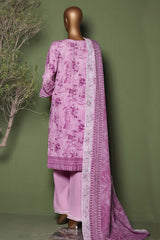 HZ Stitched 3 Piece Emb Printkari Khaddar Suit-KPS-2543-Lavender