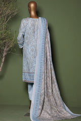 HZ Stitched 3 Piece Emb Printkari Khaddar Suit-KPS-2545-Blue