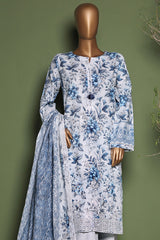 HZ Stitched 3 Piece Emb Printkari Khaddar Suit-KPS-2548-Sky