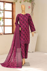 HZ Stitched 3 Piece Digital Printed Khaddar Vol-04 Suit-KPT-1101-Plum