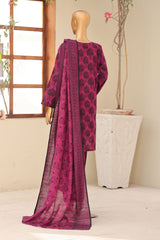HZ Stitched 3 Piece Digital Printed Khaddar Vol-04 Suit-KPT-1101-Plum