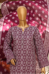 HZ Stitched 3 Piece Digital Printed Khaddar Vol-04 Suit-KPT-1102-Purple