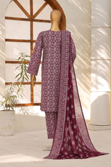 HZ Stitched 3 Piece Digital Printed Khaddar Vol-04 Suit-KPT-1102-Purple