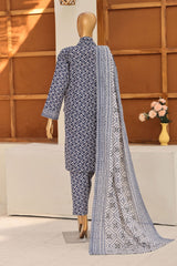 HZ Stitched 3 Piece Digital Printed Khaddar Vol-04 Suit-KPT-1103-Blue