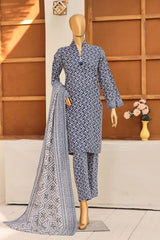 HZ Stitched 3 Piece Digital Printed Khaddar Vol-04 Suit-KPT-1103-Blue
