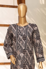 HZ Stitched 3 Piece Digital Printed Khaddar Vol-04 Suit-KPT-1104-Black