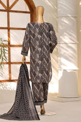 HZ Stitched 3 Piece Digital Printed Khaddar Vol-04 Suit-KPT-1104-Black