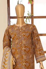HZ Stitched 3 Piece Digital Printed Khaddar Vol-04 Suit-KPT-1108-Mustard