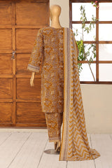 HZ Stitched 3 Piece Digital Printed Khaddar Vol-04 Suit-KPT-1108-Mustard