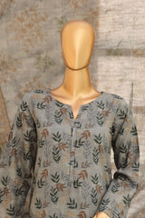 HZ Stitched 3 Piece Digital Printed Khaddar Vol-04 Suit-KPT-1109-Olive