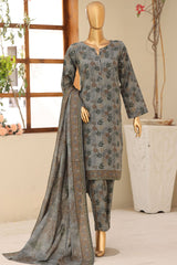 HZ Stitched 3 Piece Digital Printed Khaddar Vol-04 Suit-KPT-1109-Olive