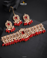 Katrina's Necklace Set Golden Red - Zeesy Jewellery