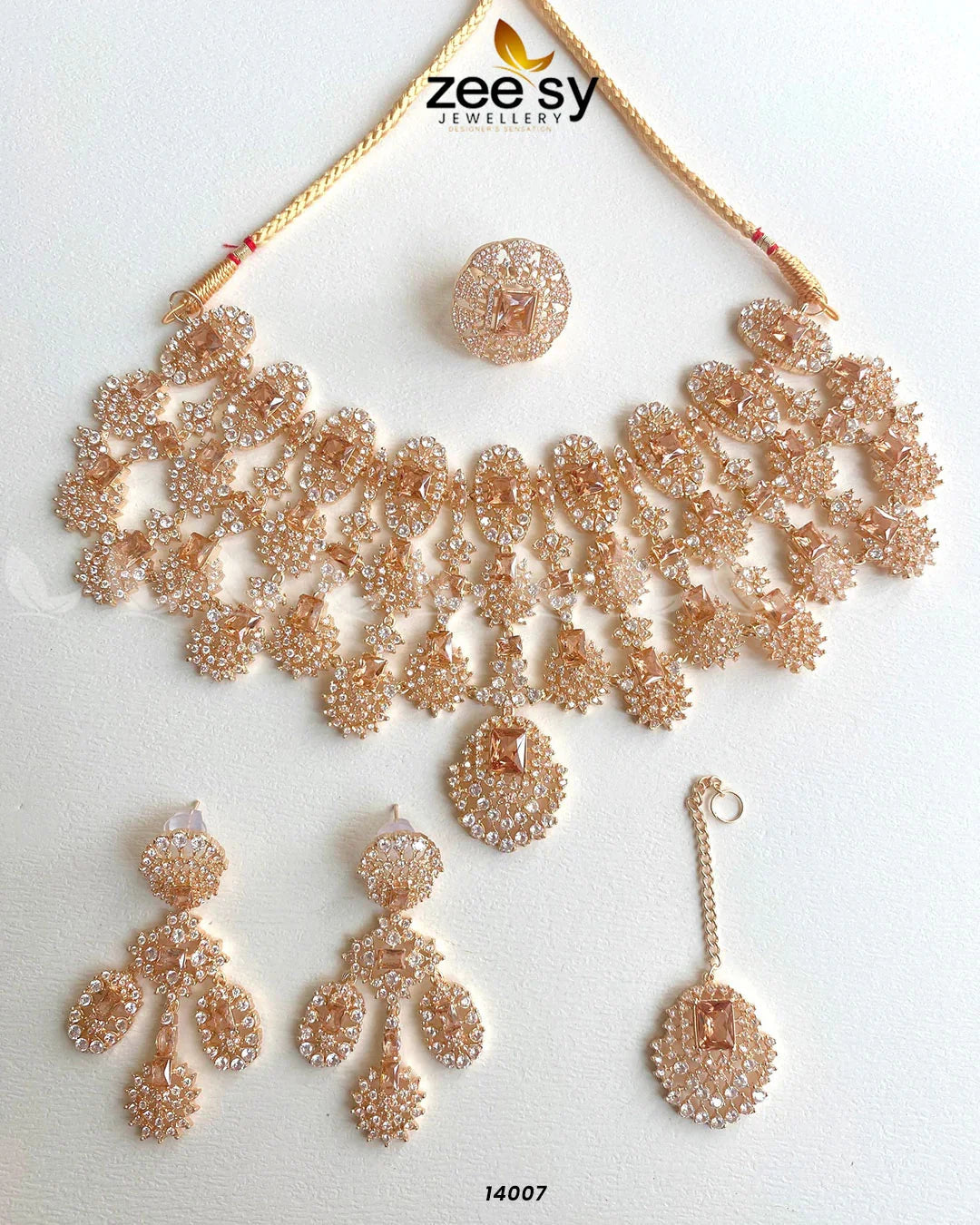Kiara Advani Bridal Set Golden Champagne - Zeesy Jewellery