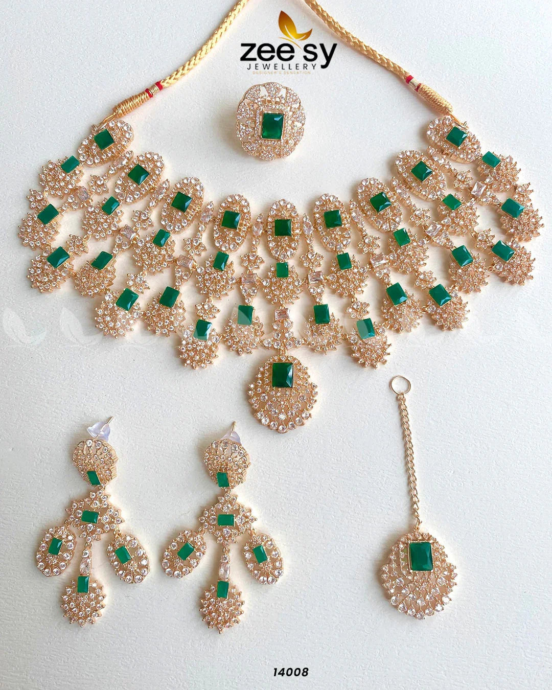 Kiara Advani Bridal Set Golden Green - Zeesy Jewellery