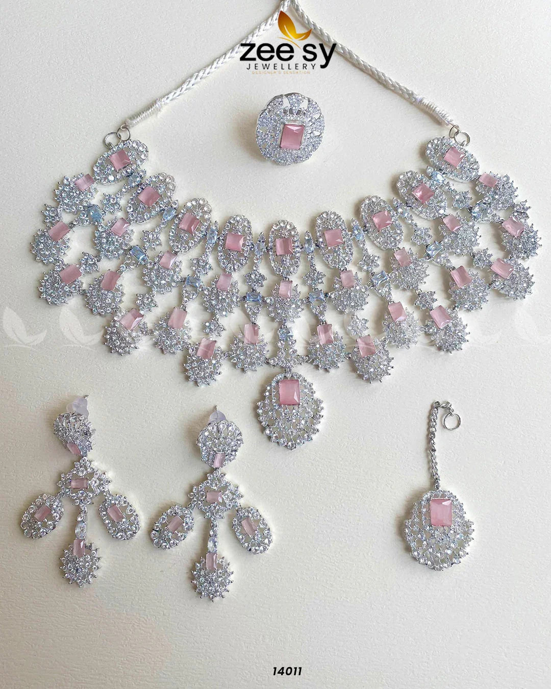 Kiara Advani Bridal Set Silver Pink - Zeesy Jewellery