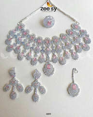 Kiara Advani Bridal Set Silver Pink - Zeesy Jewellery