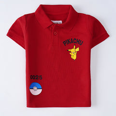 Kjunction Boys Half Sleeves Polo T-Shirt (Pikachu)