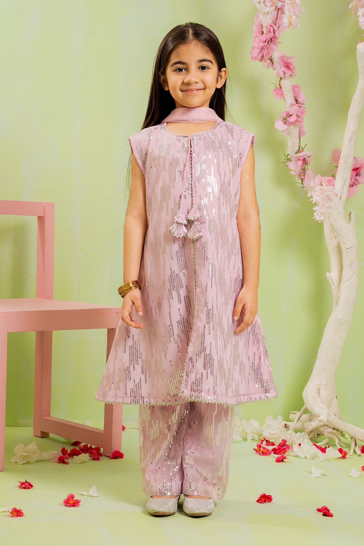 Shop Sequence Embroidered Net 3 Pc Suit for girls???stylish, elegant, and comfy fancy dress for kids. 