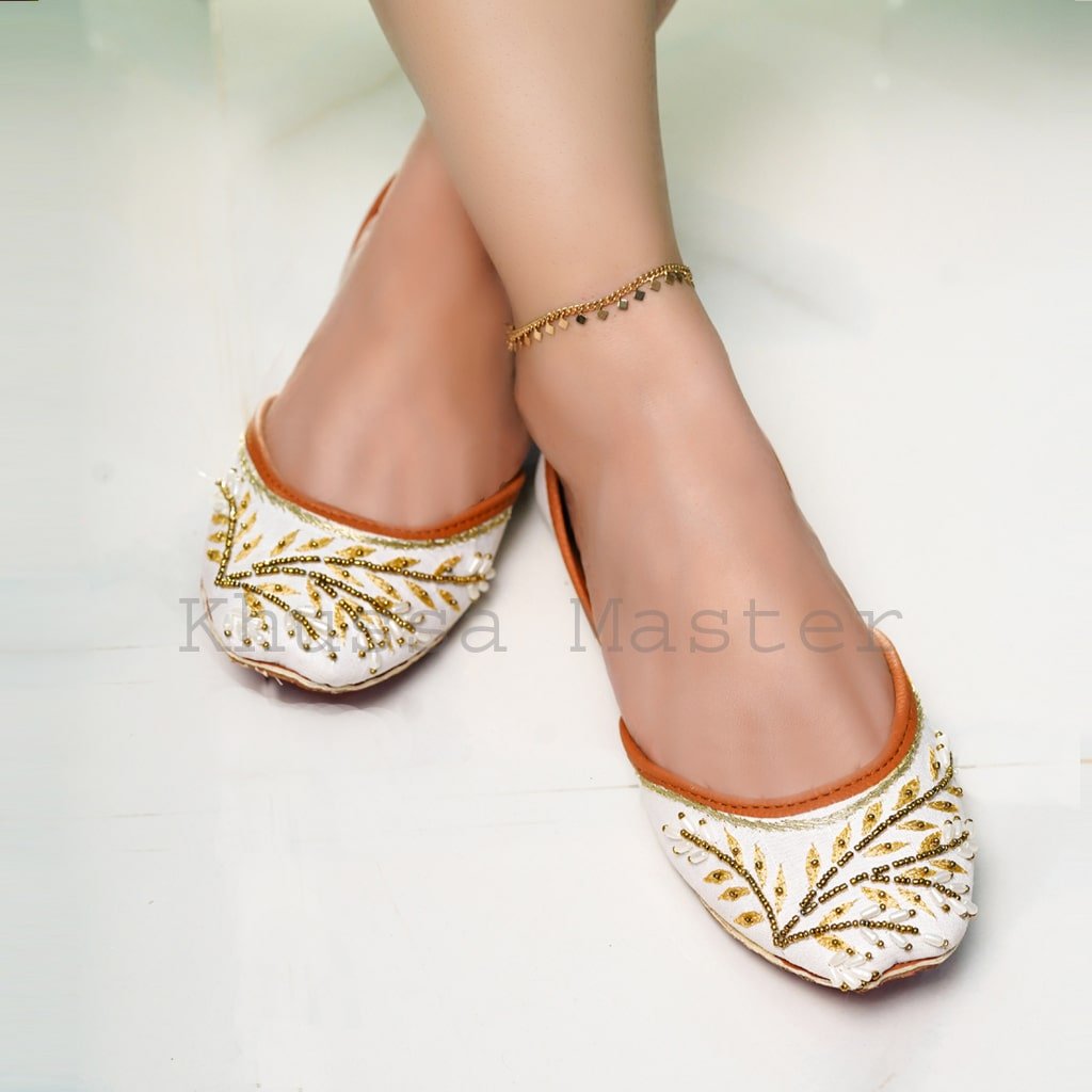 legant White Khussa for Eid and Weddings - Handmade - Khussa Master