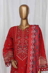 Sada Bahar Stitched 3 Piece Luxury Emb Khaddar Vol-02 Suit-LEK-17-Red