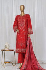 Sada Bahar Stitched 3 Piece Luxury Emb Khaddar Vol-02 Suit-LEK-17-Red