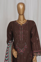 Sada Bahar Stitched 3 Piece Luxury Emb Khaddar Vol-01 Suit-LEK-25-Brown