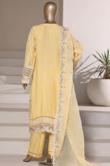 Sada Bahar Stitched 3 Piece Luxury Emb Festive Vol-03 Suit-LEL3-MK-258- YELLOW